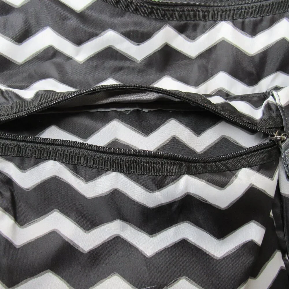 Thirty One Black White Chevront Hobo Style Crossbody Bag